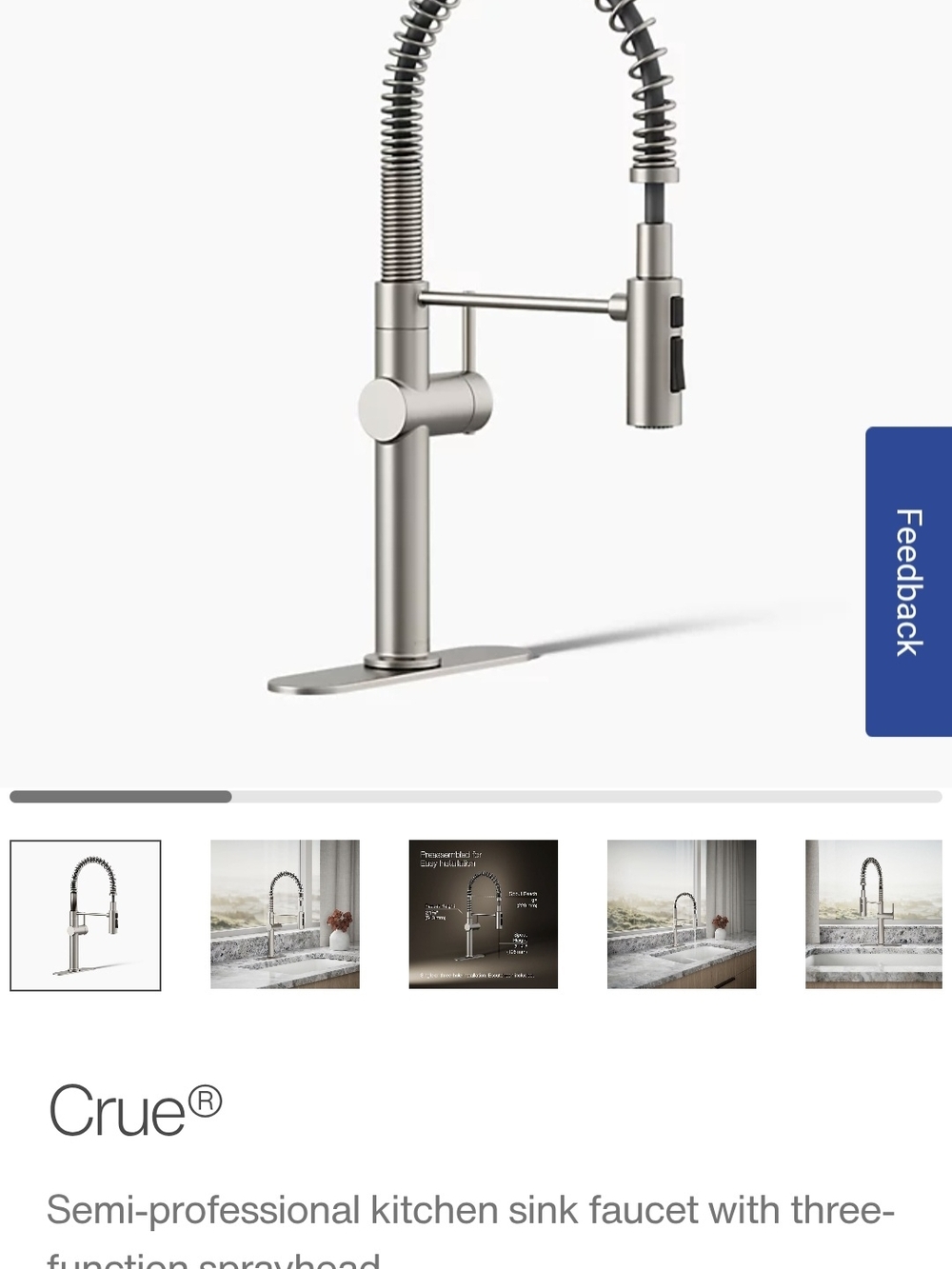 Kohler Stainless Steel Kitchen Faucet - Vibrant Stainless